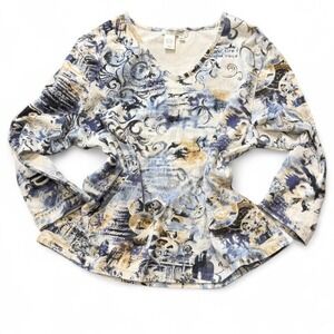 Y2K Coldwater Creek Abstract Script Print Top, Women's Size XL